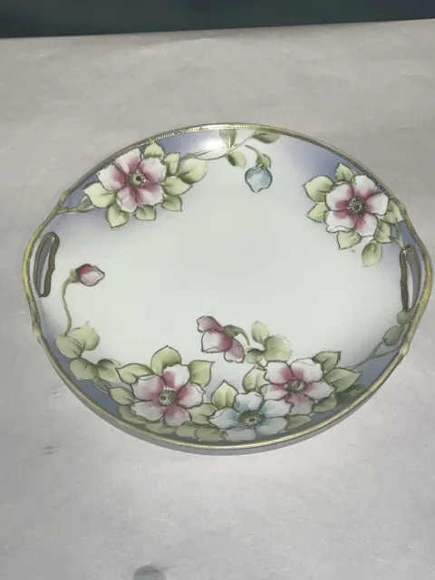 Antique Nippon England Hand Painted Floral w/ Gold Lace Fine China 9.5” Plate @K