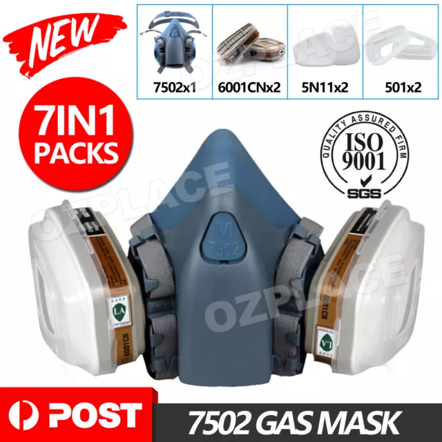 7502 Piece Suit Half Face Respirator Painting Spraying Mouth Gas Mask AU