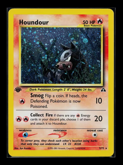 Pokemon Card - 1st Edition Houndour Neo Discovery 5/75 Holo Rare