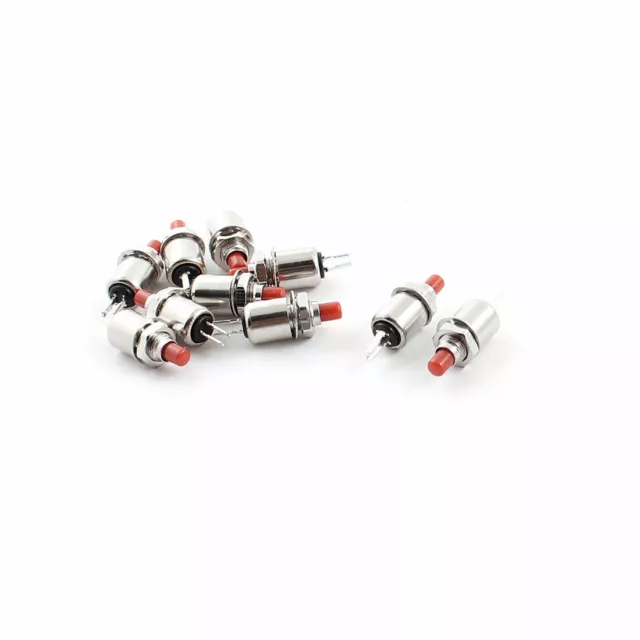 10pcs Red Round Cap 5mm Panel SPST Momentary Metal Push Button Switch