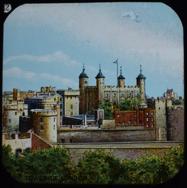 THE TOWER OF LONDON C1910 Magic Lantern Slide CASTLE ILLUSTRATION