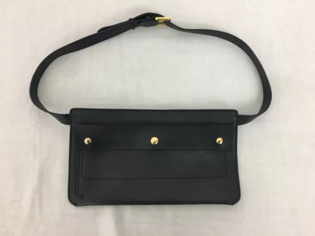Burberry Women's Real Leather Bum Bag Clutch Black Removable Strap No1 Used F2