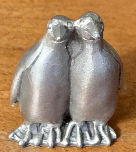 Vintage 1981 Hudson Pewter Noahs Ark Animals 1.25”  Tall Pair of Penguins 2223