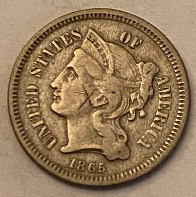 1865 - 3 Cent Nickel - " You Grade "