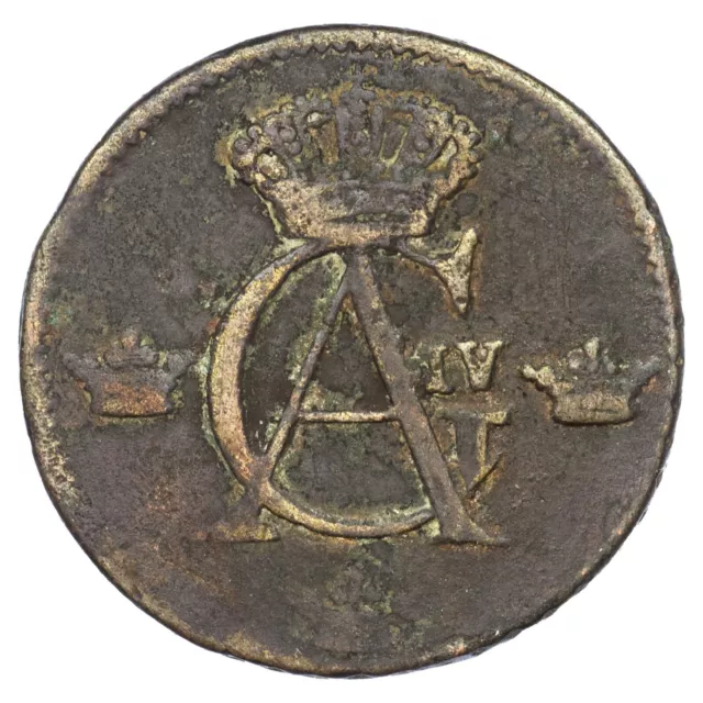 Suède 1/2 skilling 1807 Gustaf IV Adolf cuivre pièce de monnaie suédoise