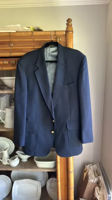 Stafford Navy Blue Wool Classic Fit Sport Coat Blazer Jacket SIZE 44R