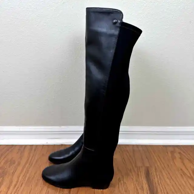 Vince Camuto Karita Over the Knee Boots Black Leather Women Size 5.5 M NEW