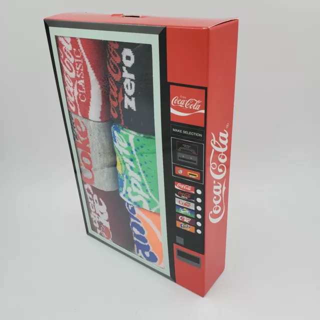 6 Pair Coca Cola Themed Socks & GIFT BOX, Adult Shoe Size 6.5-12 Sprite Fanta D2