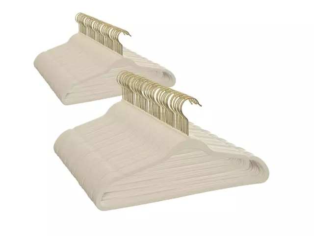 Better Homes & Gardens Non-Slip Velvet Clothes Hangers, 100 Pack, Beige, Space S