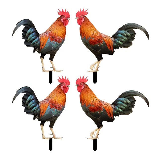 Animal Statue Garden Stakes Ornament Standing Chicken Sculpture Easter Decor