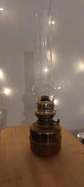 Magnifique Ancienne Lampe À Pétrole En Cuivre Vintage