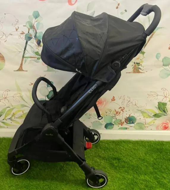 *Silver Cross Clic Lightweight Stroller Pushchair - Black - Compact Used*
