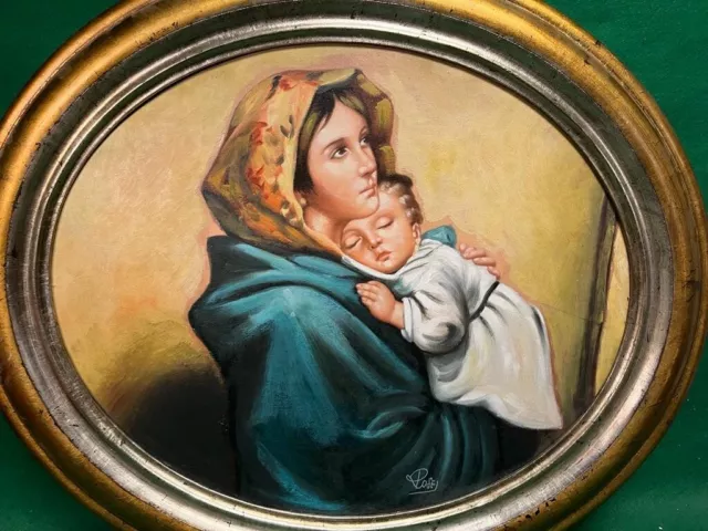 quadro dipinto ad olio madonna del riposo