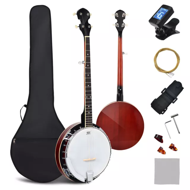 5-string Banjo 39” Full Size Banjo w/ 24 Bracket Remo Head Geared 5th Tuner