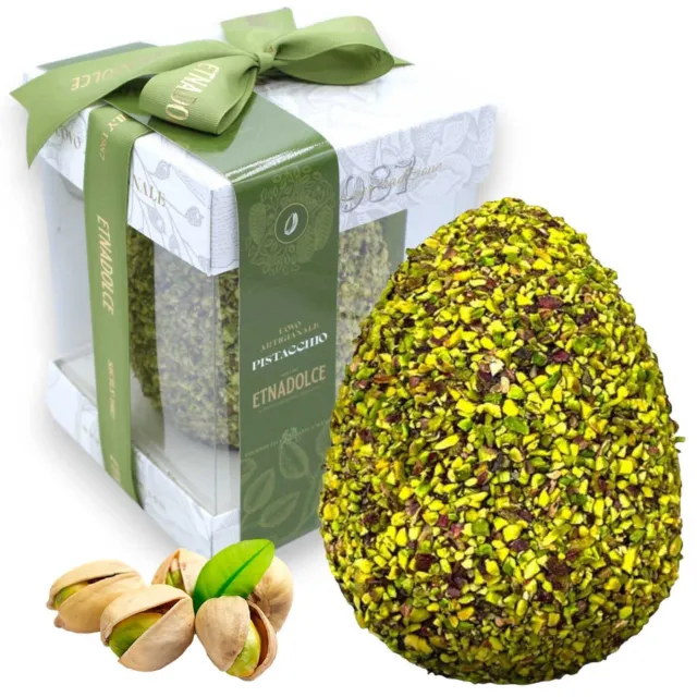 Uovo di Pasqua 100% ARTIGIANALE 500 gr. Cioccolato al Pistacchio ricoperto da gr