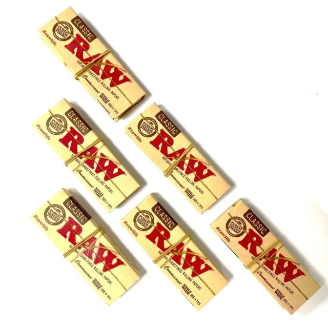 RAW Classic Connoisseur Single Wide (Pack Of 6) Rolling Papers Classic Paper Tip
