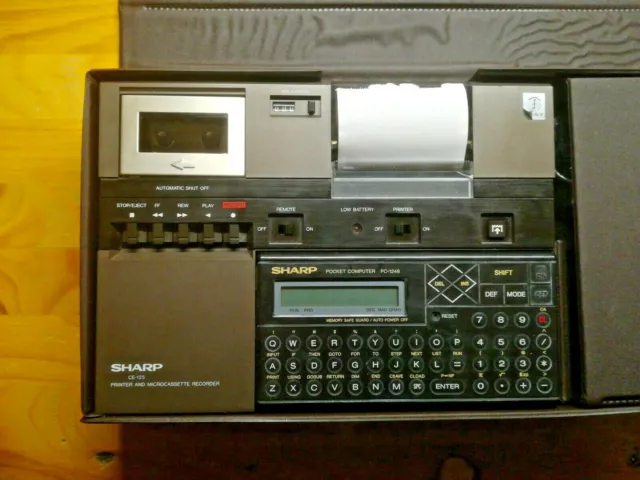 Vintage Sharp PC-1248 Pocket Computer And CE-125 Printer And Micro Tape Cassette