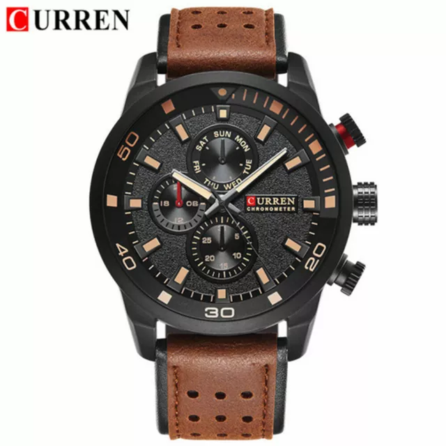 CURREN Men Brand Quartz Watch Casual Leather Strap Wristwatch for Male Watches