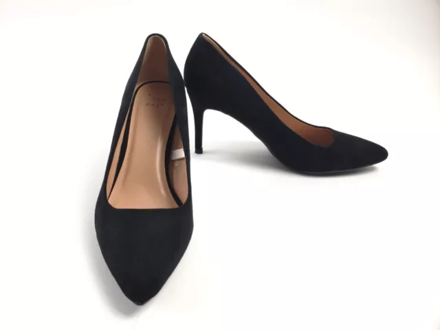 Dressy Black Faux Suede Pump 3.25" Heel Pointed Toe Cushioned Women's Size 9.5 M