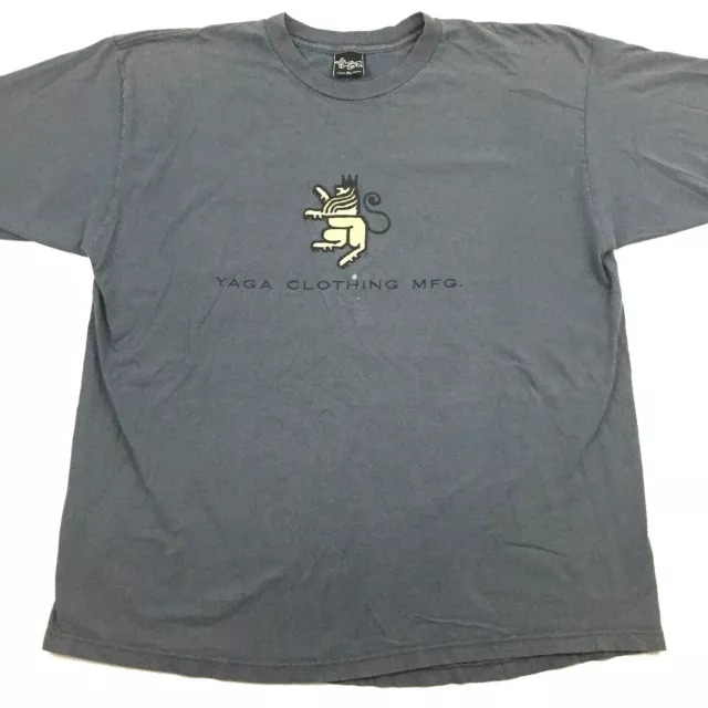 Vtg 90s Yaga Clothing T-Shirt Crown Lion Logo Single Stitch USA Skater Tee Sz XL