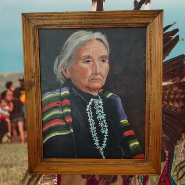 Original Oil Painting On Canvas Portrait Of The Native American Woman
