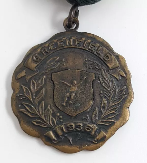 VTG Greenfield 1936 French Bronze Sport Award Medal Ribbon Pin 3rd Broad Jump