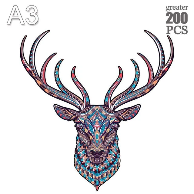 Deer Animals Shaped Jigsaw Puzzles Children Wooden Educational Interactive Toy