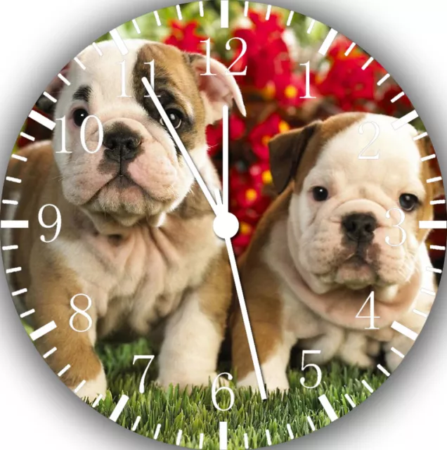 Cute English Bull Dog Frameless Borderless Wall Clock For Gifts or Decor E154