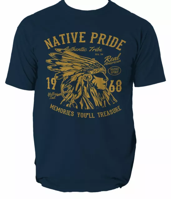 American Native Pride T Shirt Mens Indian Chief Spirit Neck S-3XL