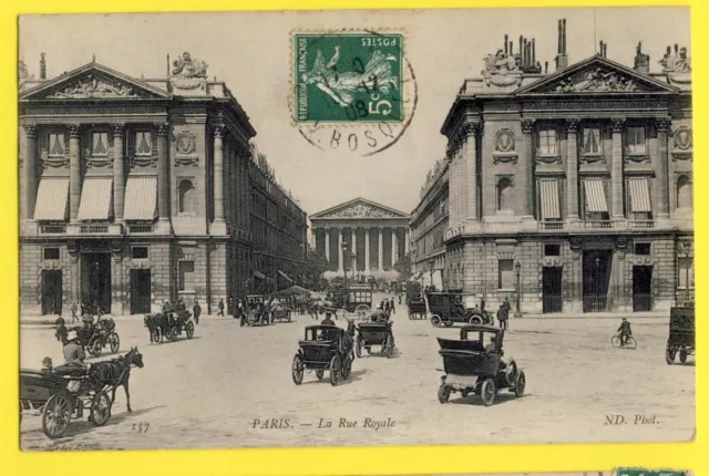 cpa animated PARIS La Rue ROYALE written in 1908 by Clément GUILLY d' ANGERS
