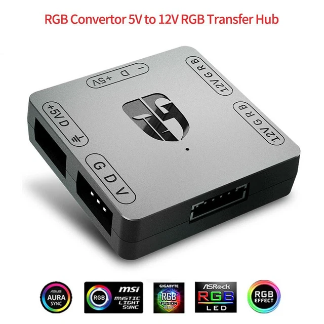 Convertisseur RGB EZDIY-FAB 12V Vers 5V ARGB | Hub Avec 50 Modes | Compatible Carte Mère 12V