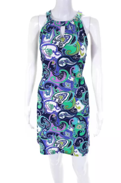 Jude Connally Womens Abstract Print Sleeveless Knee-Length Dress Blue Size XS