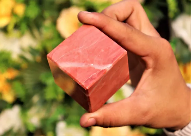Small 50MM Natural Pink Bustamite Stone Spirit Healing Chakra Power Cube