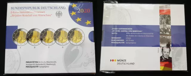 2 Euro ADFGJ 2020 Offizieller Blister mit 2 Euro 50 Jahre Kniefall von War 82005