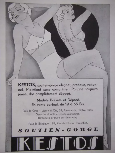 PUBLICITÉ 1932 KESTOS LE SOUTIEN-GORGE ÉLÉGANT - LIBRON & Cie - ADVERTISING