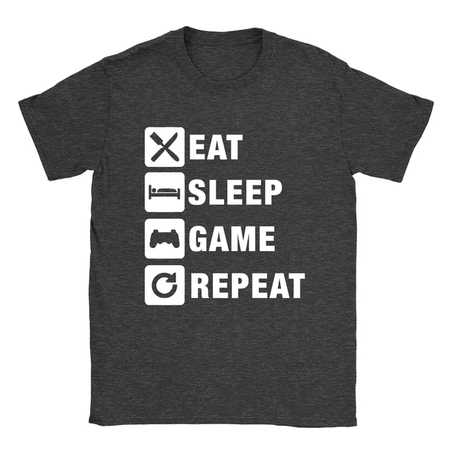 T-shirt da uomo Eat Sleep Game Repeat divertente Playstation Xbox regalo CoD