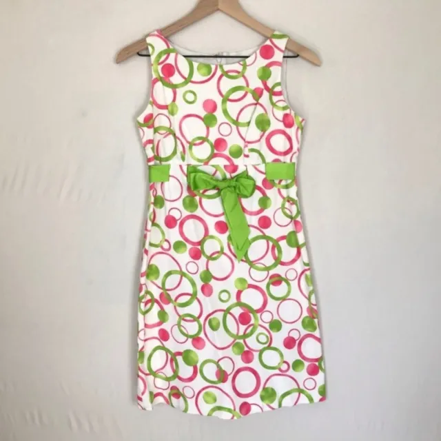 Jessica Howard White Green Pink Retro Dress 4P 4 Petite Small Y2K Vintage