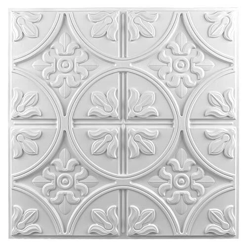 Art3d Drop Ceiling Tiles 2x2 Glue-up Ceiling Panel Fancy Classic Style in White