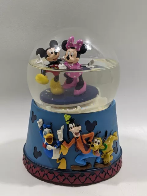 Kcare Disney Mickey And Minnie Mouse “Love Story” Musical Snow Globe WORKS!