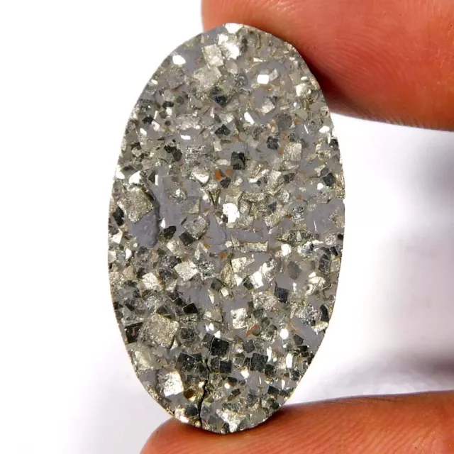 42.65Cts. Natural FABULOUS Pyrite Druzy Oval Cabochon Loose Gemstone