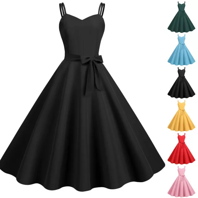 Womens Vintage Swing Dress Rockabilly 50s 60s Pinup Cocktail Party Evening Dress