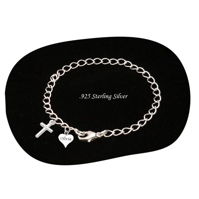 Bracelet Chaîne Art Moderne En Argent Massif 925 - Avec Pierre Et Breloque - Occasion Très Bon état