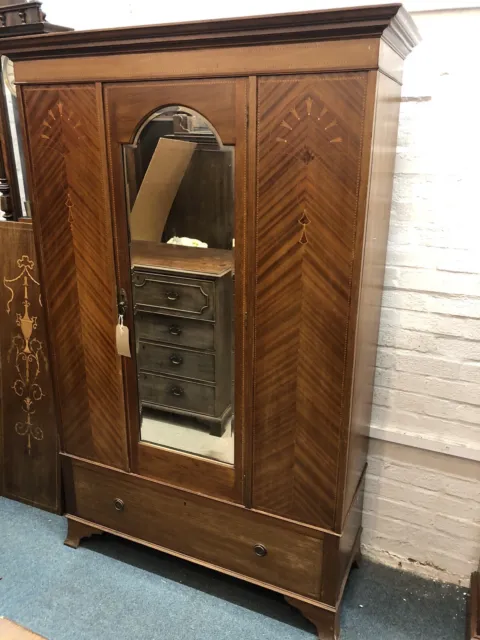 Good quality Edwardian wardrobe with mirror door ￼￼ And large drawer  base￼