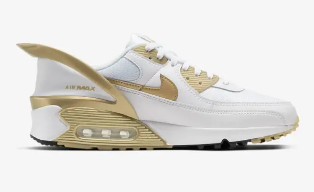Nike Air Max 90 FlyEase Bianco Oro (CU0814-100) Sneakers Tessile - Conf Nuovo