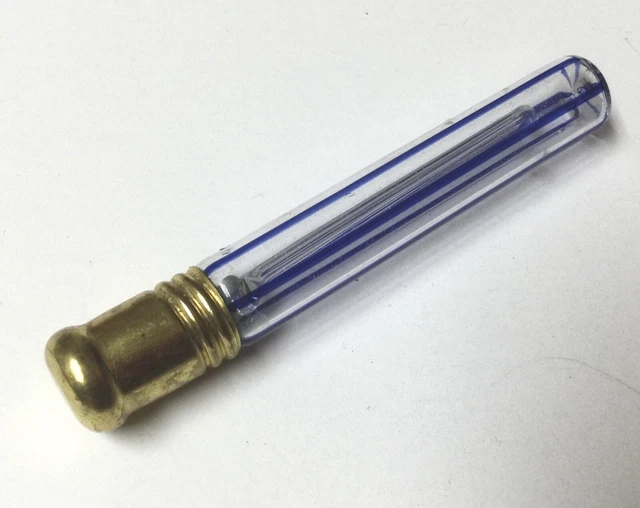 Victorian Lay Down Perfume Scent Bottle with Glass Dauber Blue Stripes Victorian Lay Down Perfume Scent Bottle with Glass Dauber Blue Stripes