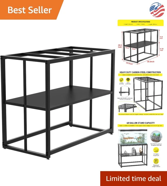 Heavy-Duty Metal Fish Tank Stand - Durable, Sturdy, Modern - 40 Gallon Aquarium