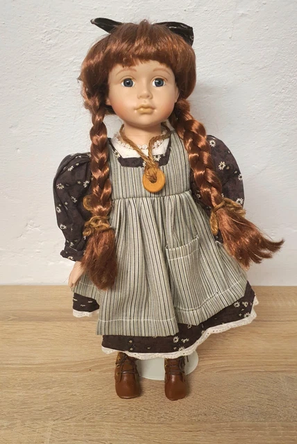 Poupée En Porcelaine Bijou Brigitte – 38 Cm, Blonde, Yeux Bleus, Vintage Allemagne