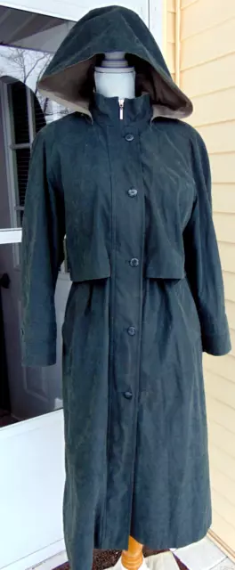 Fs Fleetstreet Womens Polyester Nylon Rain Coat Hooded Trench Coat Allseason~12P