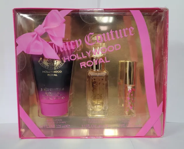 Juicy Couture Hollywood Royal 3 Piece Gift Set Perfume Lotion And Travel Spray