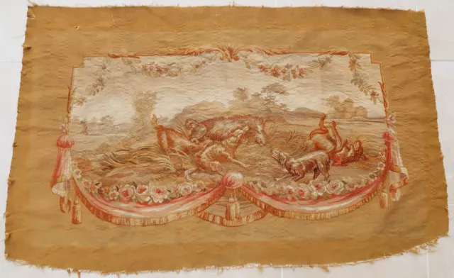 Tapis rug textile tapisserie ancien Europeen Français Aubusson soie 19e siecle